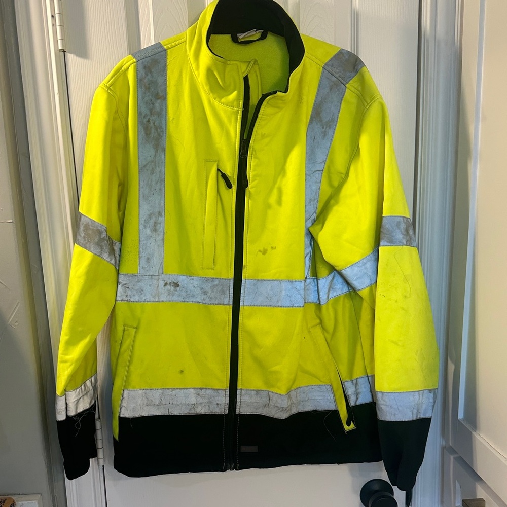 High-Visibility Yellow and Black Men's safety Jacket